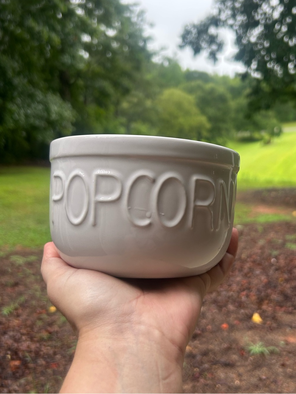 At Home “POPCORN” White Ceramic Bowl | Embossed Serving Bowl multiples available
